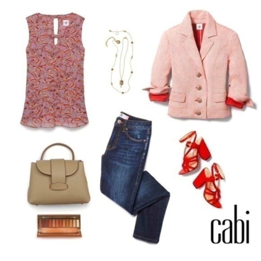 Cabi Good Luck Shirt Womens Multicolor Bird Pattern Sleeveless Bow